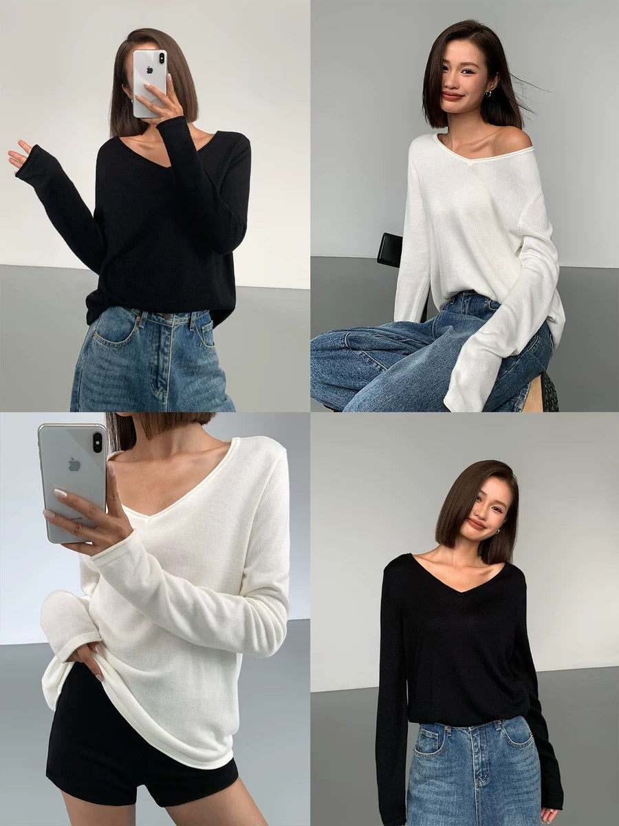 Light Wool Knit Blend Top [2 Colours]