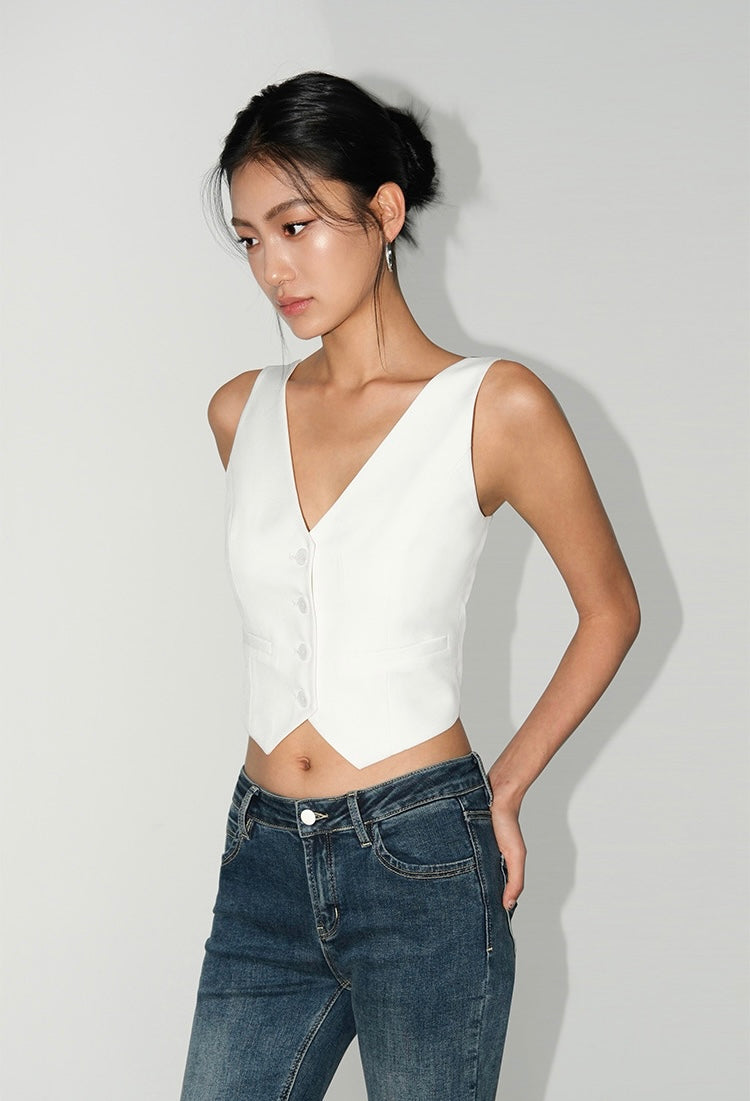 Tailored Camisole Vest in White