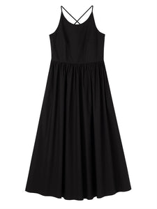 Cross Back Pocket Maxi Dress in Black