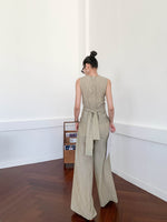 Load image into Gallery viewer, Textured Wrap Top + Trousers Set in Khaki
