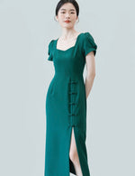 Load image into Gallery viewer, Sweetheart Puff Sleeve Slit Cheongsam [3 Colours]
