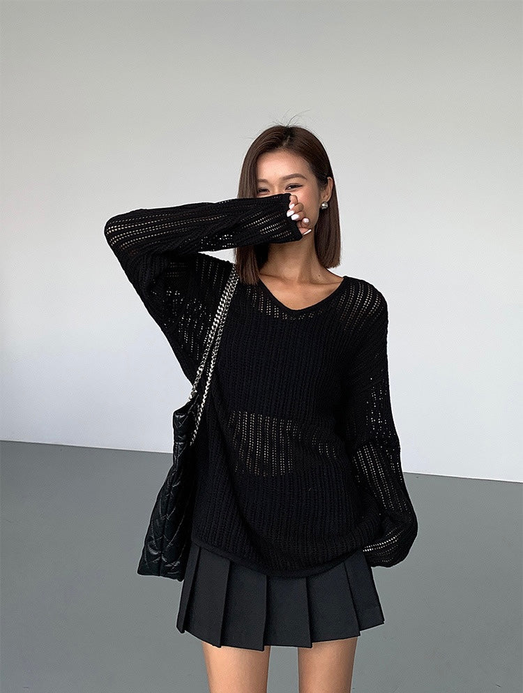Oversized Knitted Top in Black