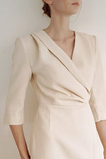 Load image into Gallery viewer, Korean Nova Tailored Dress in Cream
