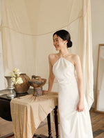 Load image into Gallery viewer, Classic Satin Halter Gown in White
