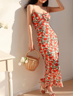 Load image into Gallery viewer, Scarlette Floral Drop Back Maxi Dress in Orange
