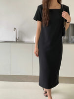 Load image into Gallery viewer, Korean Shift Dress in Black
