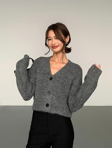 Woollen Cropped Cardigan [2 Colours]