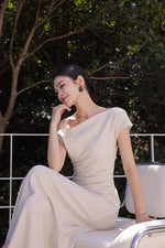 Load image into Gallery viewer, Toga Sleeve Maxi Dress in Cream
