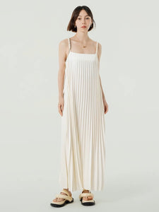 Pleated Twist Cami Maxi Dress in White