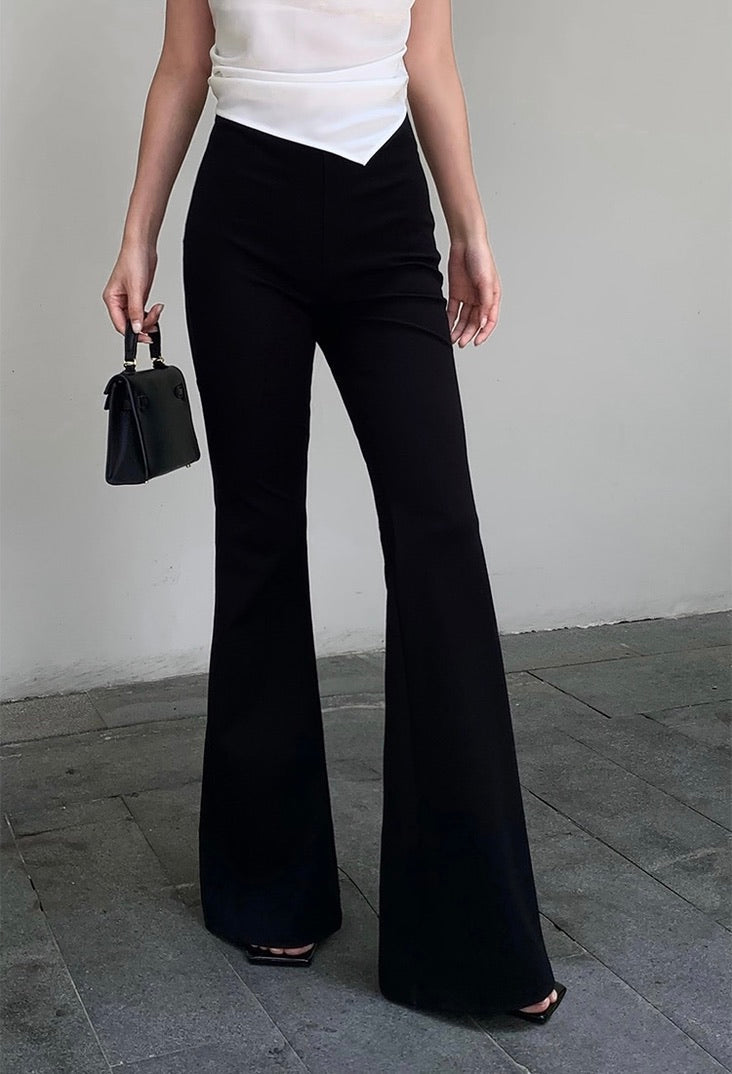 Waist Buckle Trousers in Black