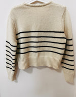 Load image into Gallery viewer, [KR] Woolly Striped Cardigan in Cream/Black

