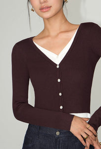 Tencel Mock Layer V Cardigan [3 Colours]