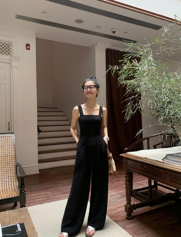 Sleeveless Pocket Maxi Jumpsuit in Black