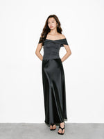 Load image into Gallery viewer, Tencel Off Shoulder Twist Top in Grey
