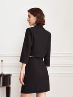 Load image into Gallery viewer, Tweed Cropped Mini Blazer in Black
