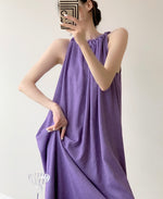 Load image into Gallery viewer, Linen Tent Maxi Dress in Purple
