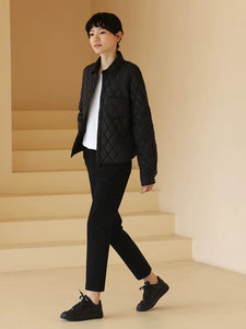 Quilted Collar Jacket in Black