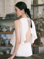 Load image into Gallery viewer, Open Back Pocket Maxi Jumpsuit in White
