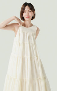 Tiered Tank Tent Dress in Cream