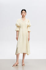 Load image into Gallery viewer, Lantern Sleeve Midi Dress in Cream
