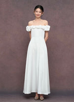 Load image into Gallery viewer, Tori Off Shoulder Bubble Maxi Dress in White
