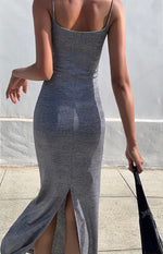 Load image into Gallery viewer, Cami Shimmer Maxi Dress in Silver
