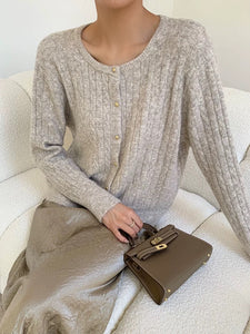 Light Woolly Cardigan in Griege