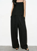 Load image into Gallery viewer, Tencel Asymmetric Cami // Pants Set in Black
