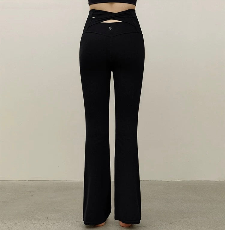 High Rise Cutout Back Flare Leggings [2 Colours]