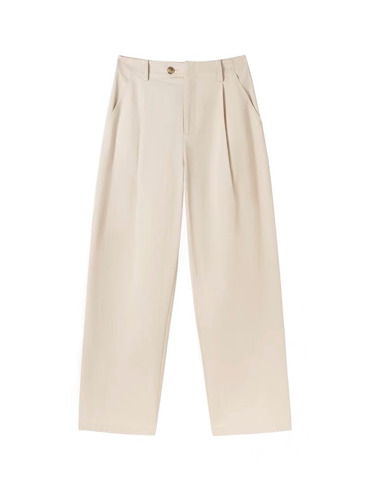Cotton Twill Wide Leg Cropped rousers in Cream