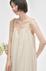 Load image into Gallery viewer, Twist Strap Crepe Maxi Dress in Cream
