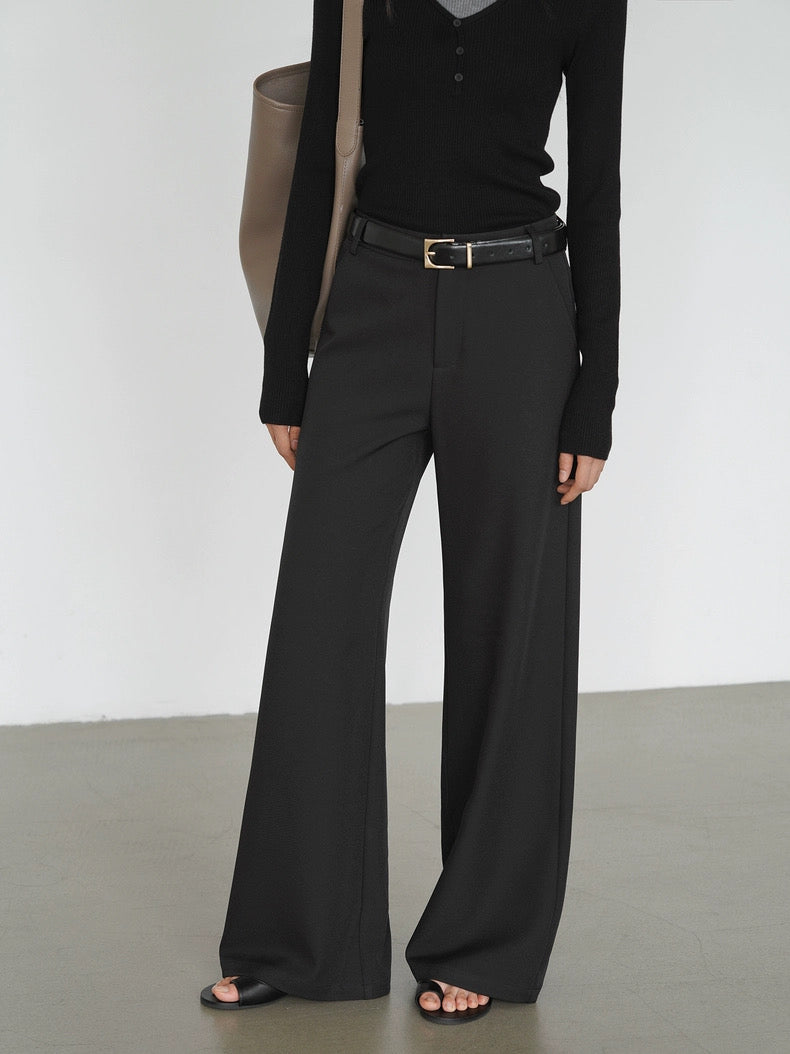 Classic Wide Leg Tailored Trousers in Black