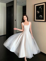Load image into Gallery viewer, Tulle Flare Stretch Dress in White
