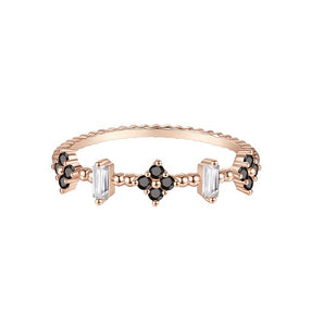 Set of 4 Rose Gold Diamante Rings