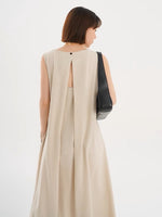 Load image into Gallery viewer, Button Back Tank Pocket Maxi Dress in Beige

