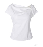 Load image into Gallery viewer, Korean Rotu Ruched Stretch Blouse [2 Colours]
