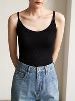 Load image into Gallery viewer, Classic Round Neck Stretch Camisole in Black
