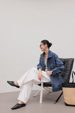 Load image into Gallery viewer, Oversized Long Denim Jacket in Blue
