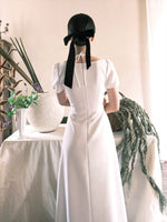 Load image into Gallery viewer, Gathered Panel Puff Sleeve Gown in White
