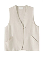 Load image into Gallery viewer, Cotton Linen Pocket Vest in Cream
