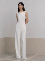 Load image into Gallery viewer, Tailored Pocket Maxi Jumpsuit in White
