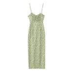 Load image into Gallery viewer, Floral Cutout Slit Cami Dress in Green
