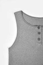 Load image into Gallery viewer, Tencel Blend Button Tank Top in Grey
