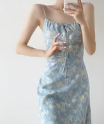 Load image into Gallery viewer, Watercolour Cami Midi Dress in Blue
