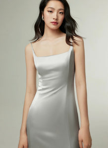 Cami Square Neck Maxi Dress in Silver