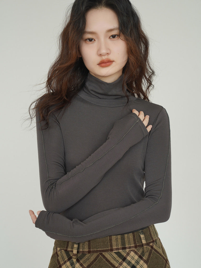 Tencel Line Turtleneck in Grey