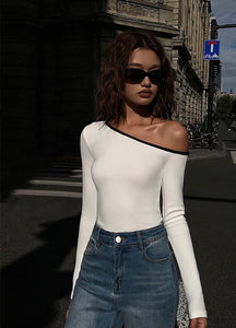 Toga Contrast Long Sleeve Top in White