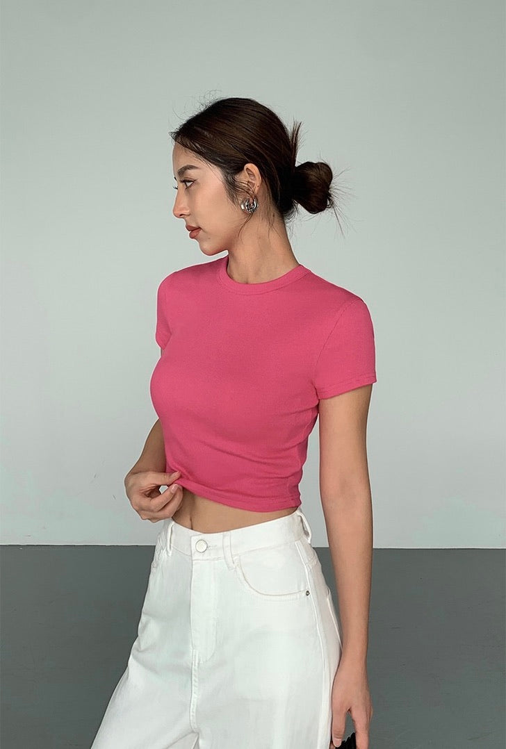 Classic Cropped Tee in Pink