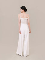 Load image into Gallery viewer, Lace Wide Leg Maxi Jumpsuit in White
