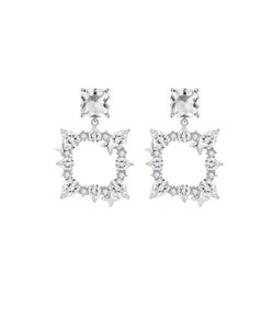 Diamante Square Drop Earrings